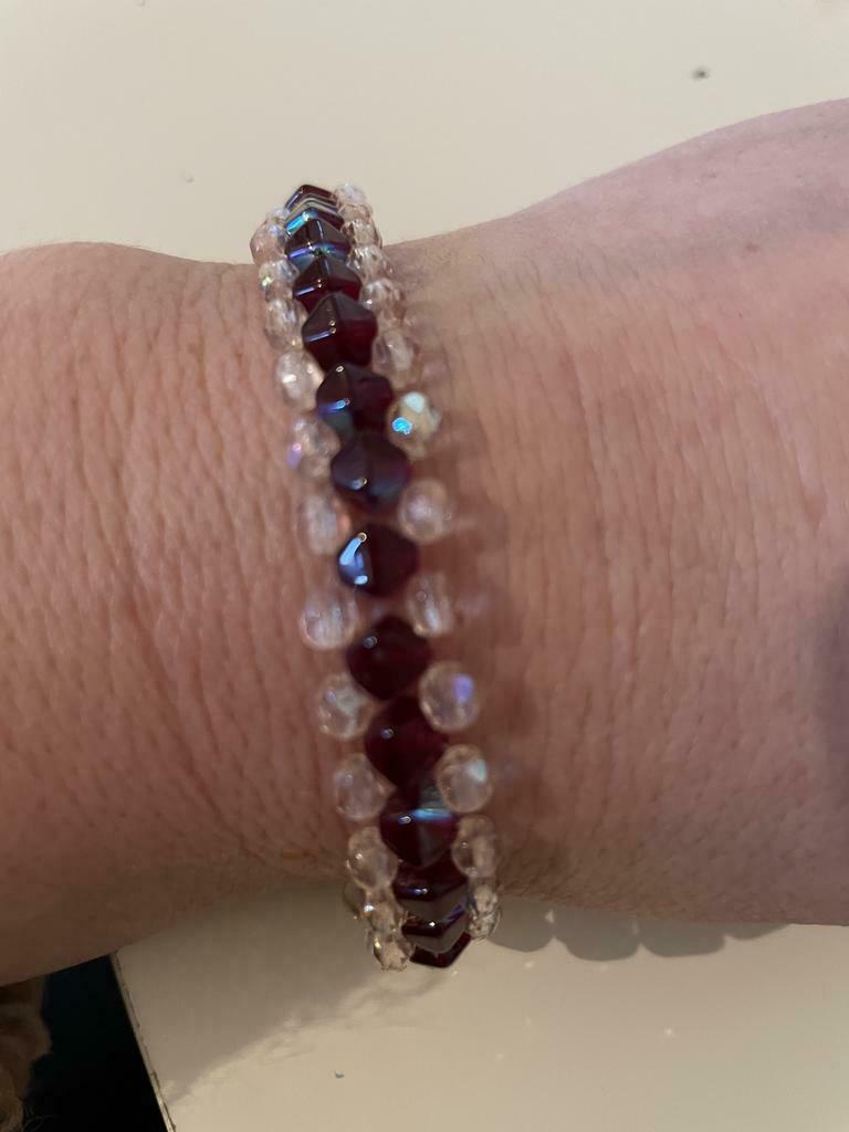 Roze strass armband, Overige materialen, Ophalen of Verzenden, Zo goed als nieuw, Roze