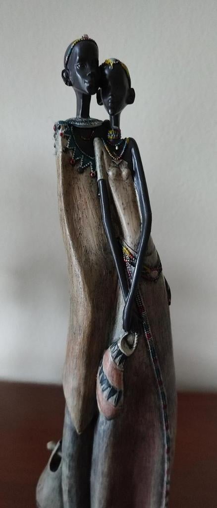Houten beeld koppel Masai 27x8cm, Ophalen of Verzenden