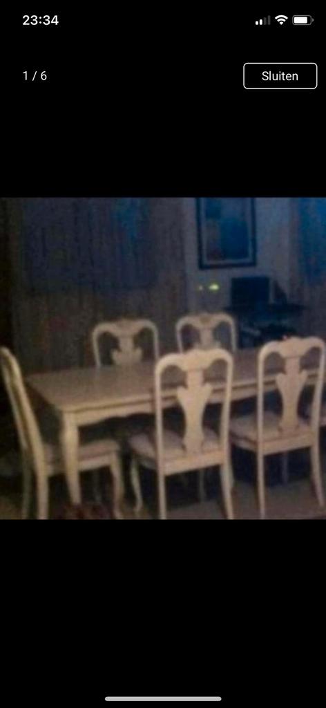 Tafel + 5 gestoffeerde stoelen., Ophalen, Zo goed als nieuw