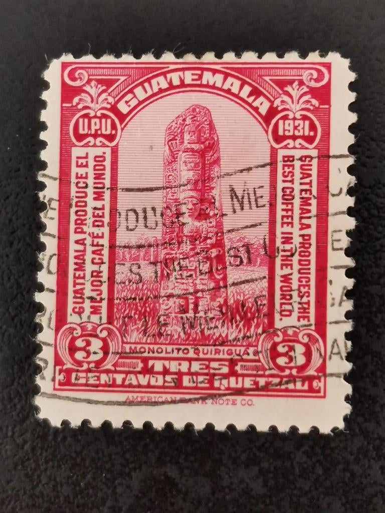 Guatemala 1932 - monoliet van Quiriga, koffie export, Ophalen of Verzenden, Gestempeld, Midden-Amerika