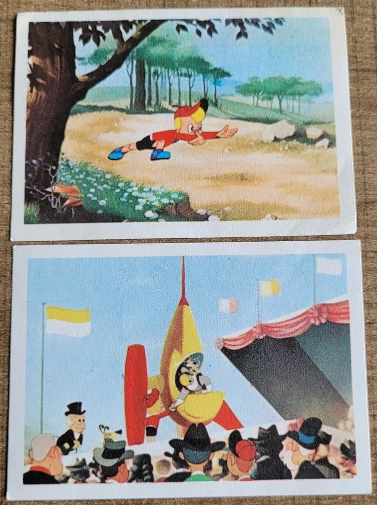 Pinocchio in de ruimte: 2 oude prentjes (Jacques Chocolade), 1960 tot 1980, Gebruikt, Ophalen of Verzenden, Prent