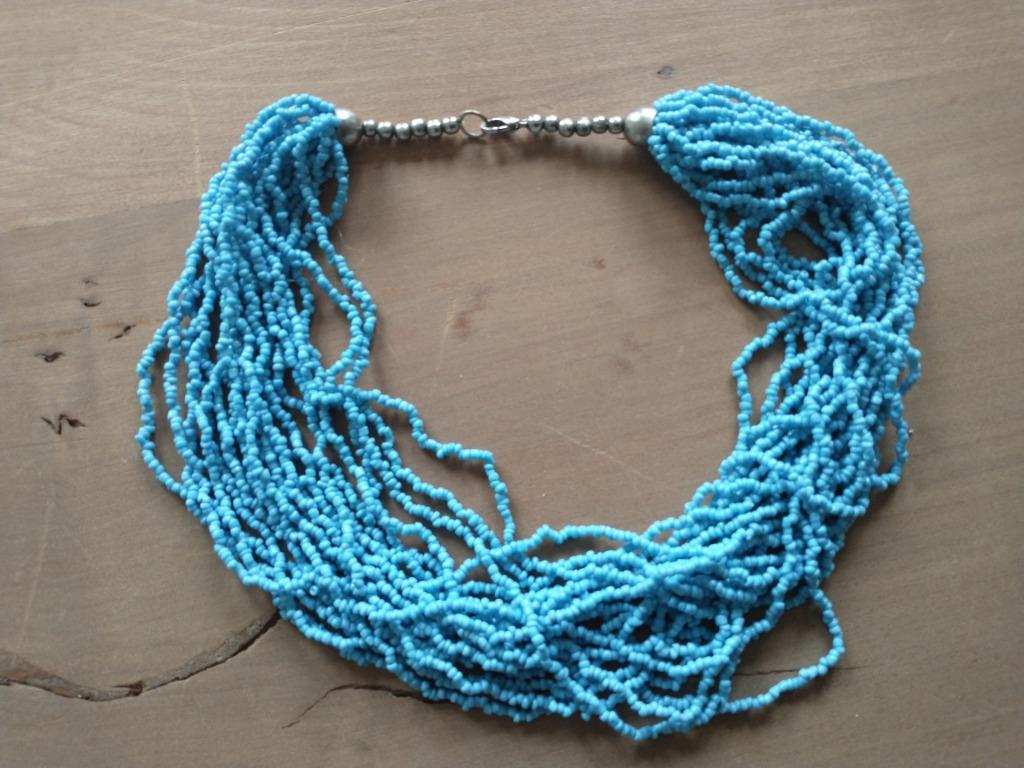 * Halsketting, Ophalen of Verzenden, Zo goed als nieuw, Blauw, Kunststof