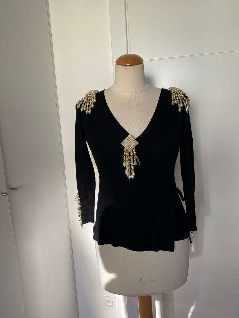 Top met gekruiste hartjes en sieraden, H&M, Zwart, Ophalen of Verzenden, Zo goed als nieuw