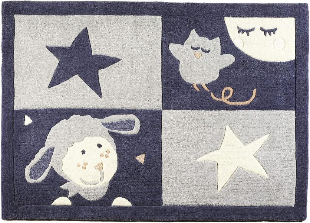 Tapis chambre bébé Merlin de Sauthon 90x130cm, Ophalen, Gebruikt, Kleed of Kussen