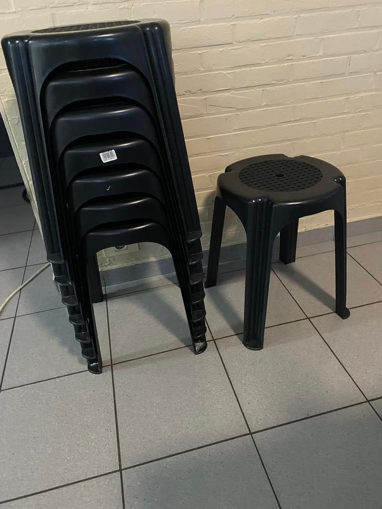 Krukje kunststof plastiek zwart (6 stuks voorradig), Jardin & Terrasse, Chaises de jardin, Enlèvement, Comme neuf, Synthétique