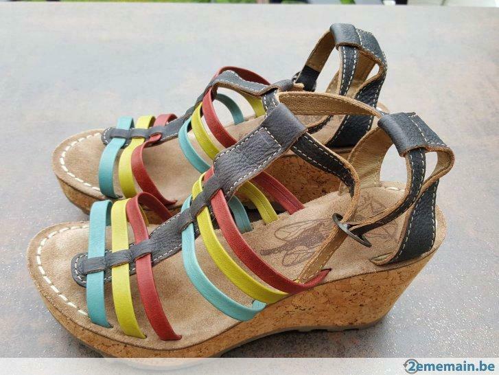 Chaussures sandales FLY avec talon en Liège - pointure 38, Enlèvement, Neuf, Escarpins