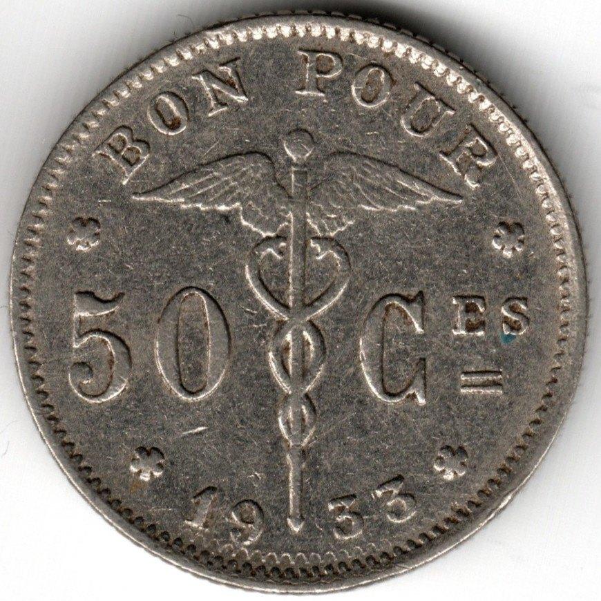 België : 50 Centimes 1933 Frans  Morin 421  Ref 16392, Ophalen of Verzenden, Metaal, Losse munt