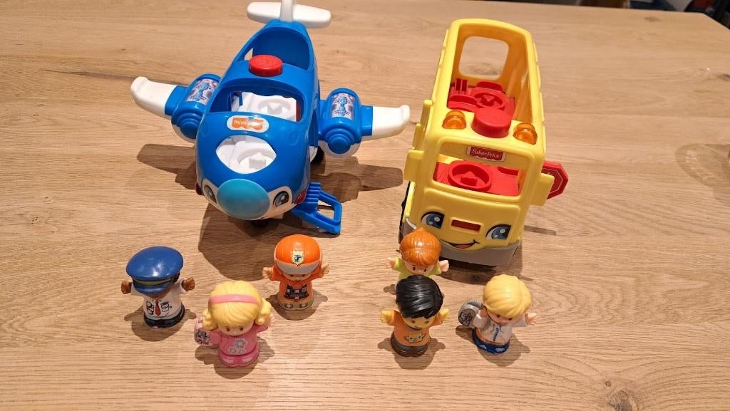 Vliegtuig en bus little people, Kinderen en Baby's, Ophalen, Gebruikt, Speelset, Met licht
