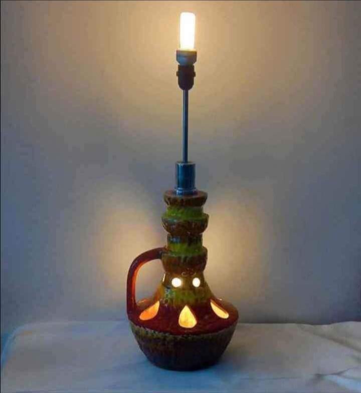 Grande lampe de sol Vintage Céramique double éclairage 60's