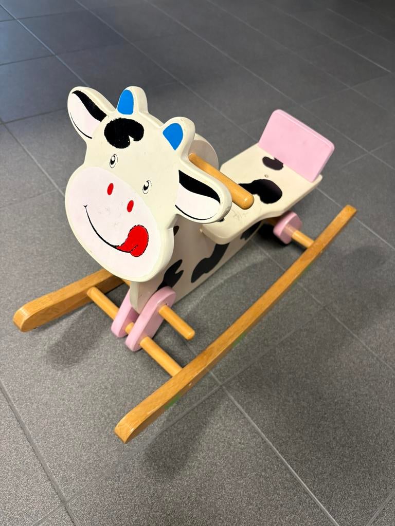 Schommelpaard / koe duurzaam houten speelgoed, Enlèvement, Comme neuf