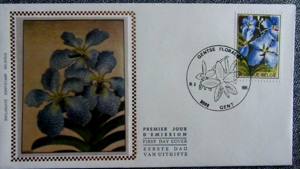 FDC OP ZIJDE - FLORALIËN-BLOEMEN- PLANTEN- BELGIË, Enlèvement ou Envoi, Affranchi, Animal et Nature
