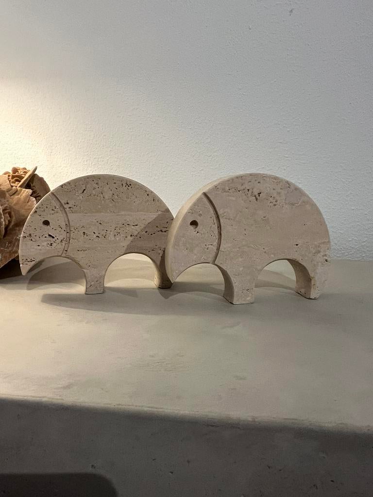 Chandelier en tapir en travertin - Italie des années 70, Moins de 25 cm, Comme neuf, Enlèvement, Autres matériaux
