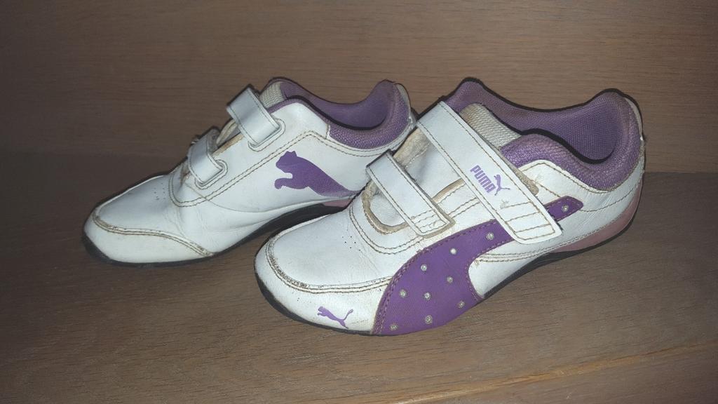 Sportschoenen merk PUMA maat 31 wit / paars, Gebruikt, Meisje, Sportschoenen, Puma