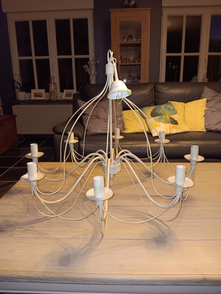 Lot de 2 luminaires fer forgé blanc beige, Enlèvement, Comme neuf, Métal