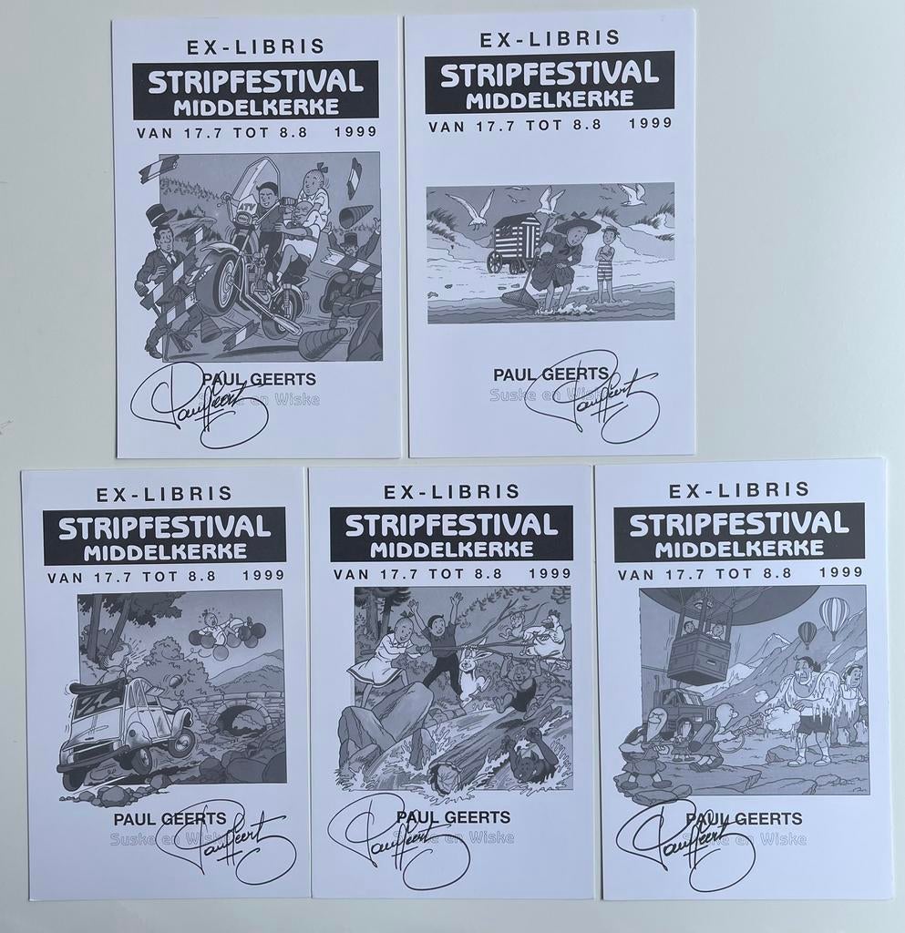 Gesigneerd set libris Suske en Wiske middelkerke L55, Collections, Personnages de BD, Bob et Bobette, Enlèvement ou Envoi