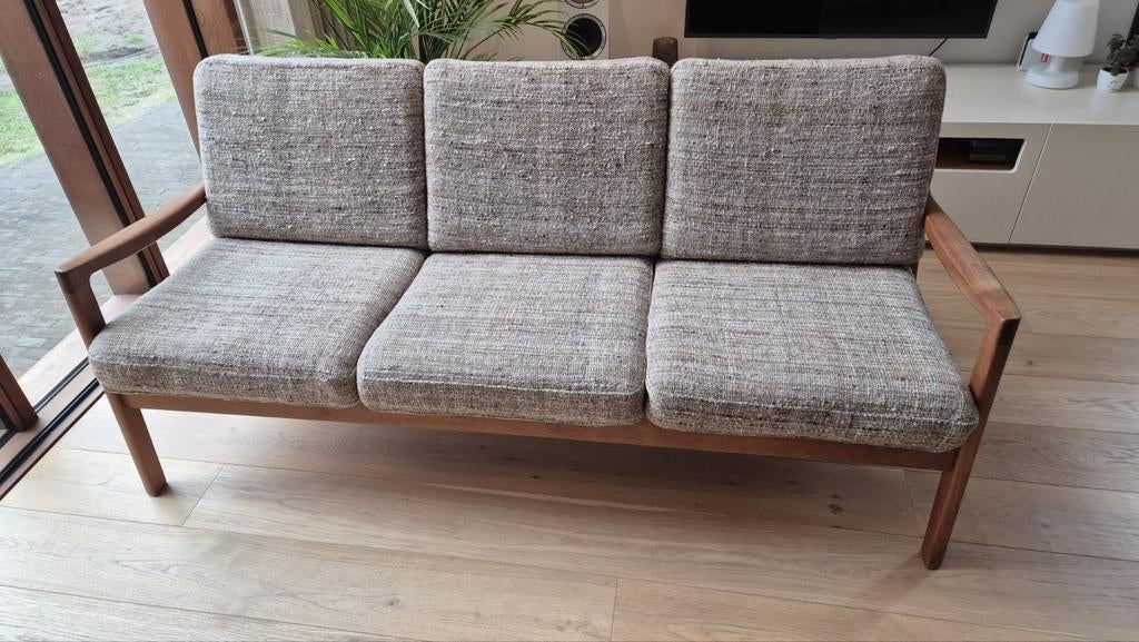 Vintage Scandinavische fauteuil/zetel 3-zit CADO, Huis en Inrichting, Ophalen, Gebruikt, Driepersoons, Stof