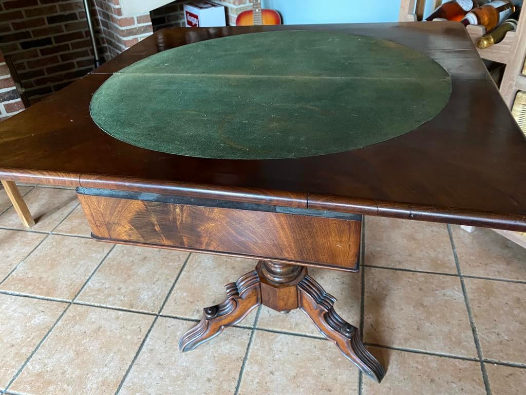 Antieke kaarttafel met 4 stoelen, Antiek en Kunst, Antiek | Meubels | Tafels, Ophalen