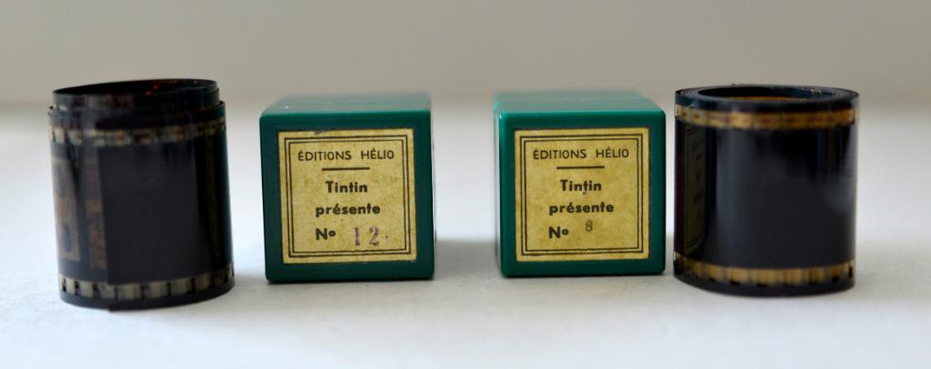 Slide Kodak n° 8 et n° 12 "Tintin présente" Editions Hélio, Enlèvement ou Envoi, Tintin, Utilisé, Autres types