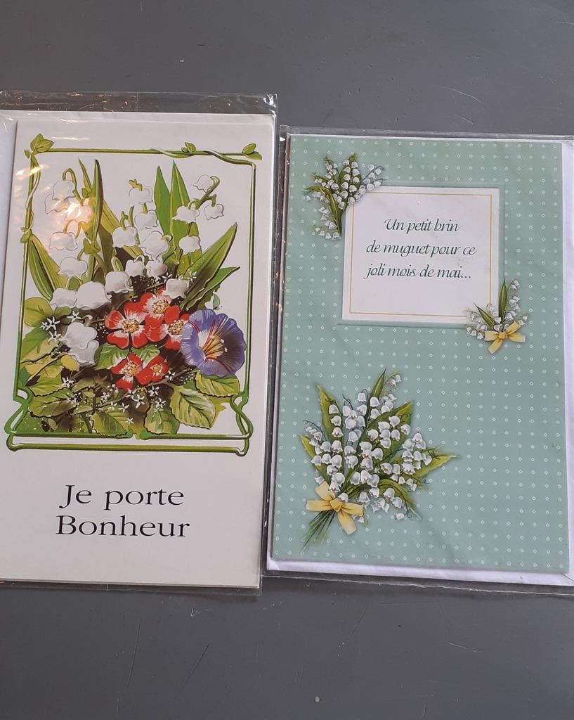 2 cartes muguet avec enveloppe porte bonheur pour le 1 mai, Enlèvement ou Envoi, Neuf