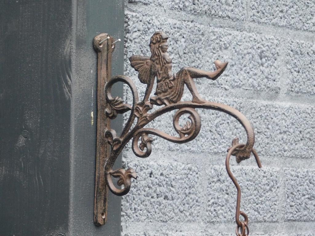 Hanger met Engel - gietijzer - donkerbruin, Jardin & Terrasse, Décoration murale de jardin, Enlèvement ou Envoi