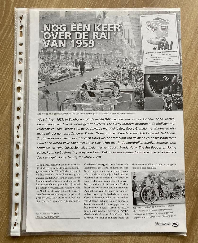 Map met documentatie over de Rai van 1959 / Bromfietsen, Fietsen en Brommers, Verzenden, Zo goed als nieuw