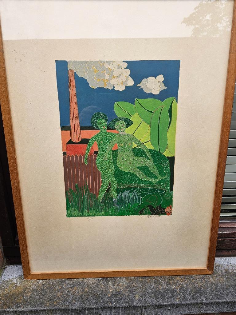 Litho Vic Gentils in kader 79.5 x 59.5 cm, Enlèvement