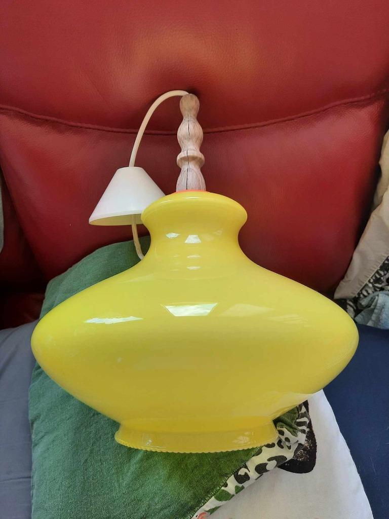 Lustre vintage en verre, Maison & Meubles, Enlèvement, Comme neuf, Verre