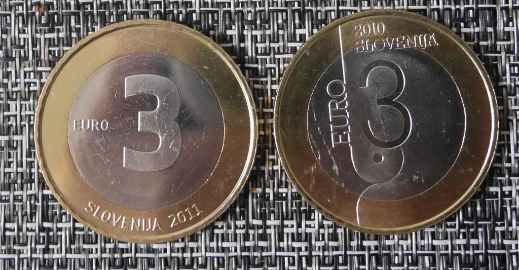 3 euromunten Slovenië 2010 en 2011, Verzenden, Slovenië, Overige waardes, Setje