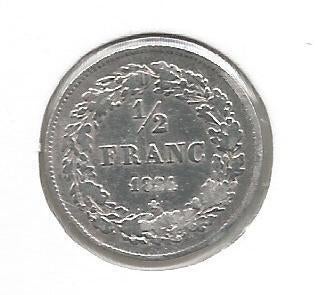 13907 * LEOPOLD I * 1/2 frank 1834, Verzenden, Zilver