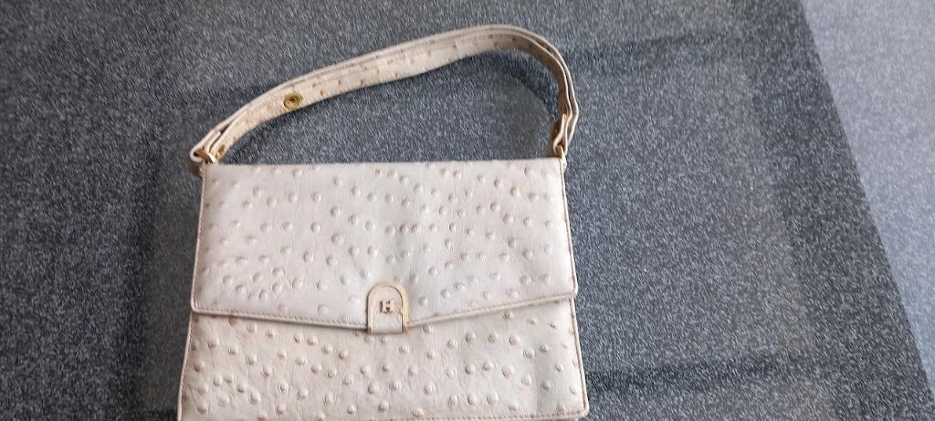 Sac à main en cuir d'autruche. Aussi bon que neuf., Enlèvement ou Envoi, Comme neuf, Gris, Sac à main