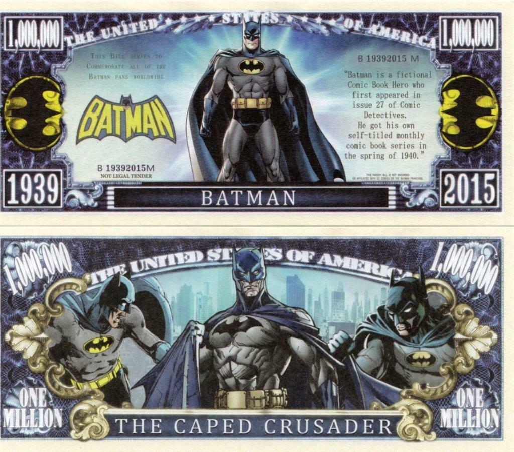 USA 1 million $ bankbiljet Batman (DC Comics - Bob Kane) UNC, Verzenden, Noord-Amerika, Los biljet