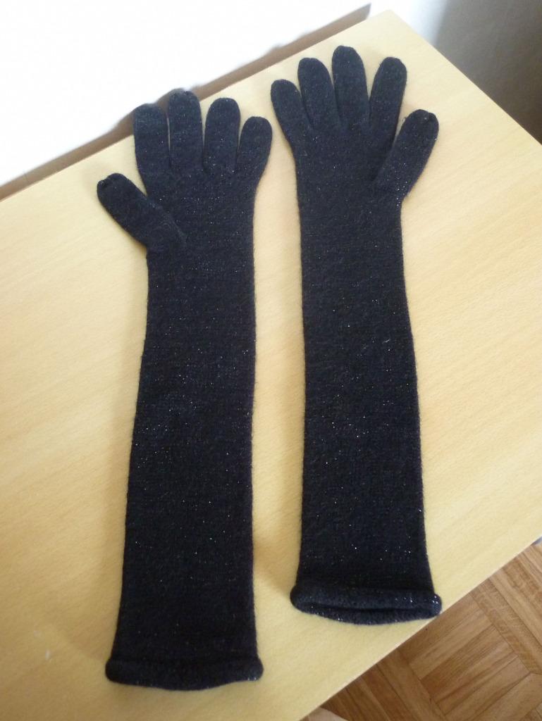 Zwarte lange warme gemeleerde glinsters handschoenen, Enlèvement ou Envoi, Taille 34 (XS) ou plus petite, Gants