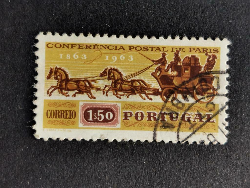 Portugal 1963 - postkoets met paarden, Verzenden, Portugal, Gestempeld