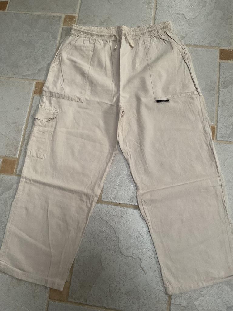 7/8 broek Maat L/XL elastische taille, Ophalen of Verzenden, Maat 42/44 (L), Beige
