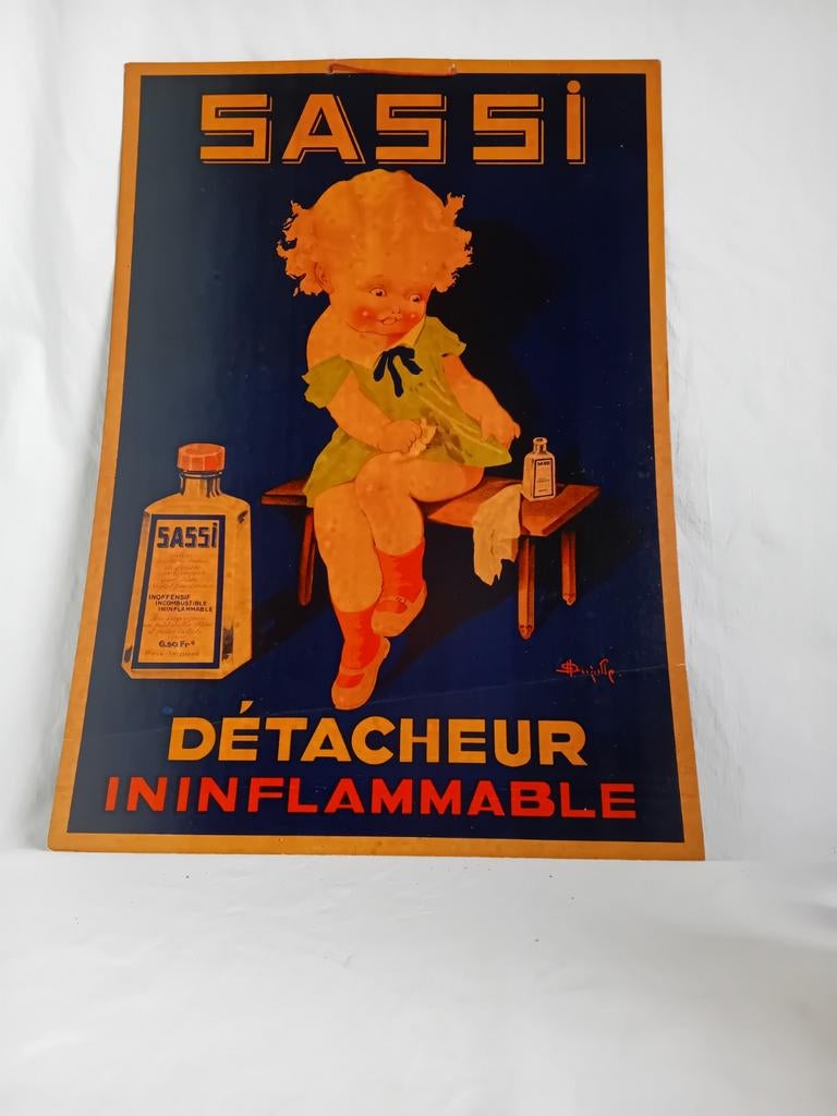 Ancienne publicité cartonné Sassi Détacheur des année 1920, Enlèvement ou Envoi, Utilisé, Panneau publicitaire