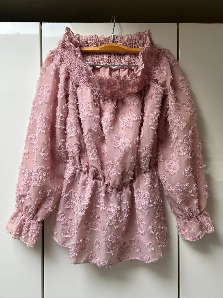 Shein poederroze T-shirt met lange mouwen - maat S, Kleding | Dames, T-shirts, Ophalen of Verzenden, Zo goed als nieuw, Lange mouw