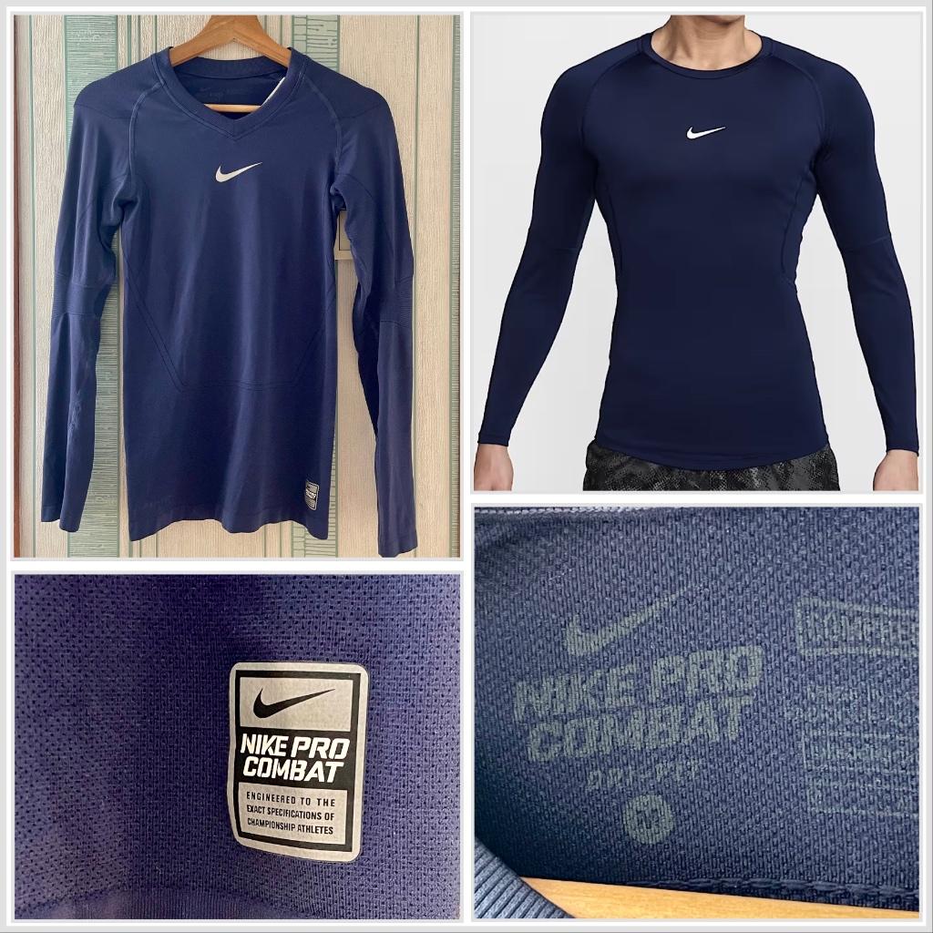 Nike Pro Combat T-shirt - Marineblauw - Maat M - In nieuwsta, Fitness, Nike, Nieuw, Ophalen of Verzenden