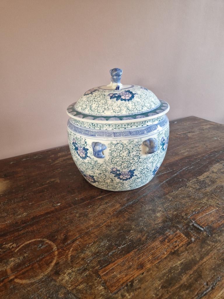 Blauwe Tendril Kylin Pot met Deksel, Antiek en Kunst, Ophalen of Verzenden