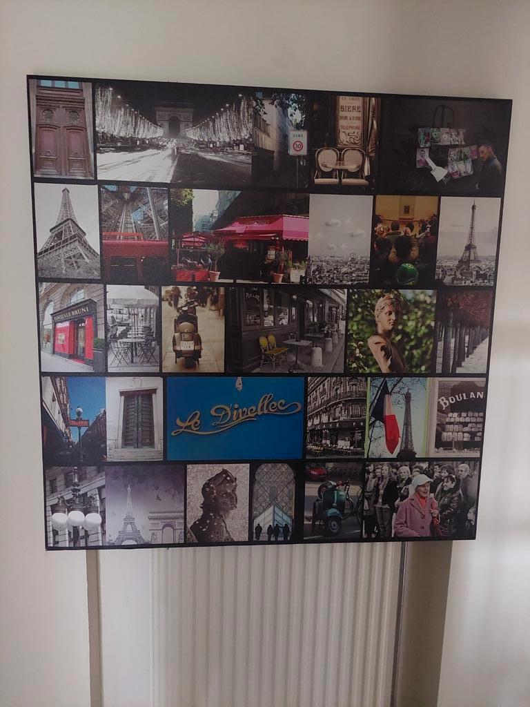 Grand cadre entoilé Paris en photos 1m1m, Maison & Meubles, Enlèvement ou Envoi
