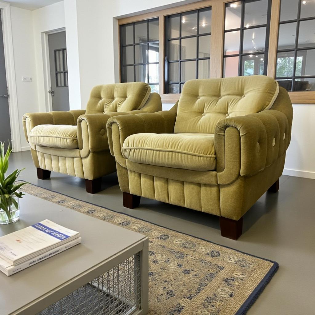 Set van 2 vintage XL space age eenzitten / fauteuils, Antiek en Kunst, Antiek | Meubels | Stoelen en Sofa's, Ophalen of Verzenden