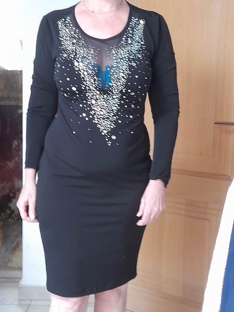 Robe de soirée longue noire à strass de BodyFlirt Small, Enlèvement ou Envoi, Taille 36 (S), Porté, Sous le genou