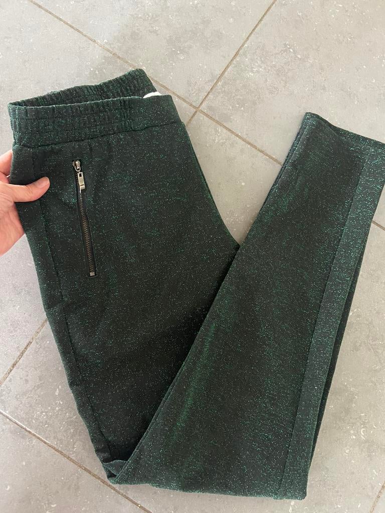 Co’couture broek donkergroen glitter broek, Ophalen of Verzenden