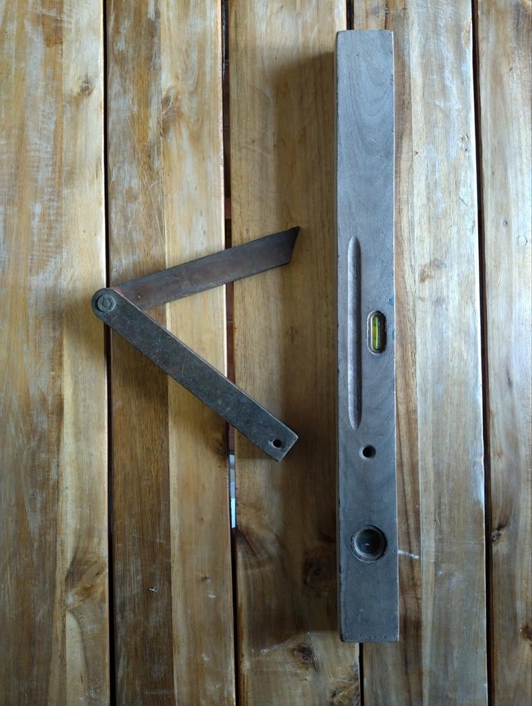 Teak houten waterpas, Antiek en Kunst, Ophalen of Verzenden