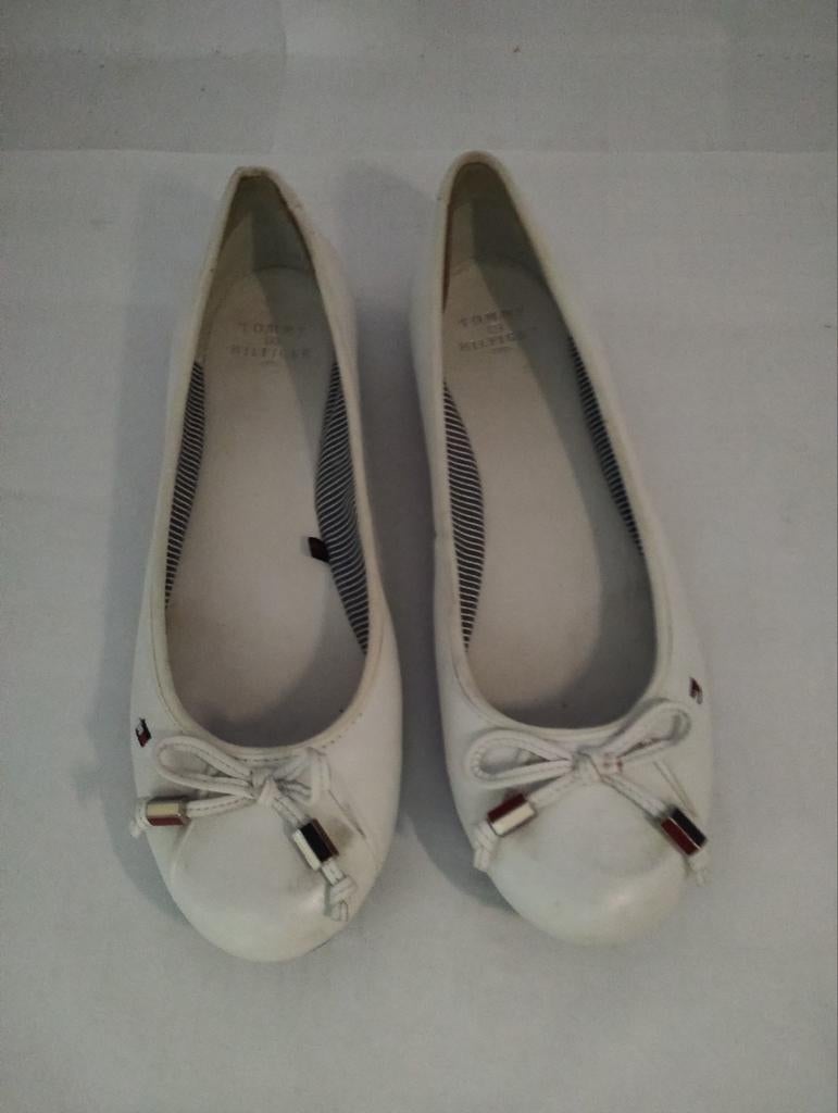 Flatjes ballerina's Tommy Hilfiger maat 38 wit leder, Wit, Zo goed als nieuw, Tommy Hilfiger, Ballerina's
