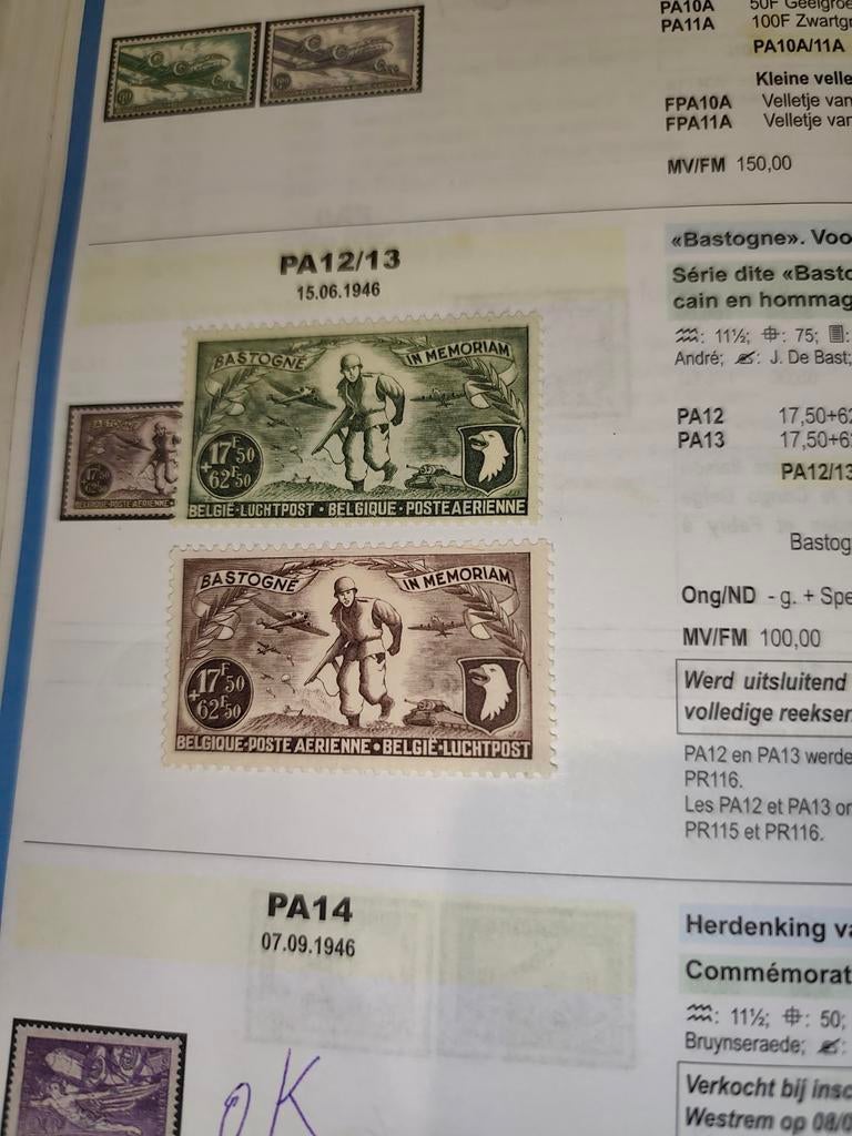 luchtpost Bastogne België, Postzegels en Munten, Ophalen of Verzenden