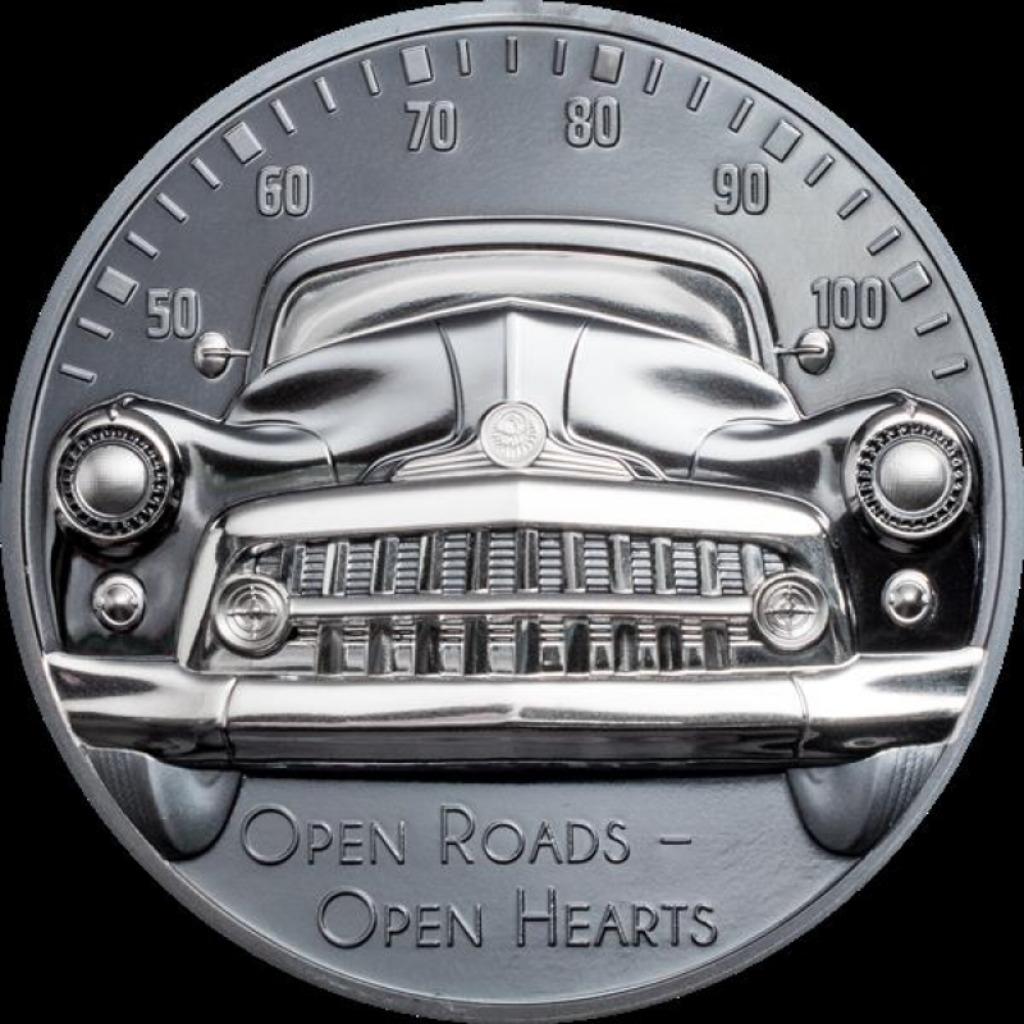 Open Roads - Open Hearts - Classic Car - 2 Oz zilver PROOF!, Postzegels en Munten, Munten | Oceanië, Losse munt, Zilver, Ophalen of Verzenden