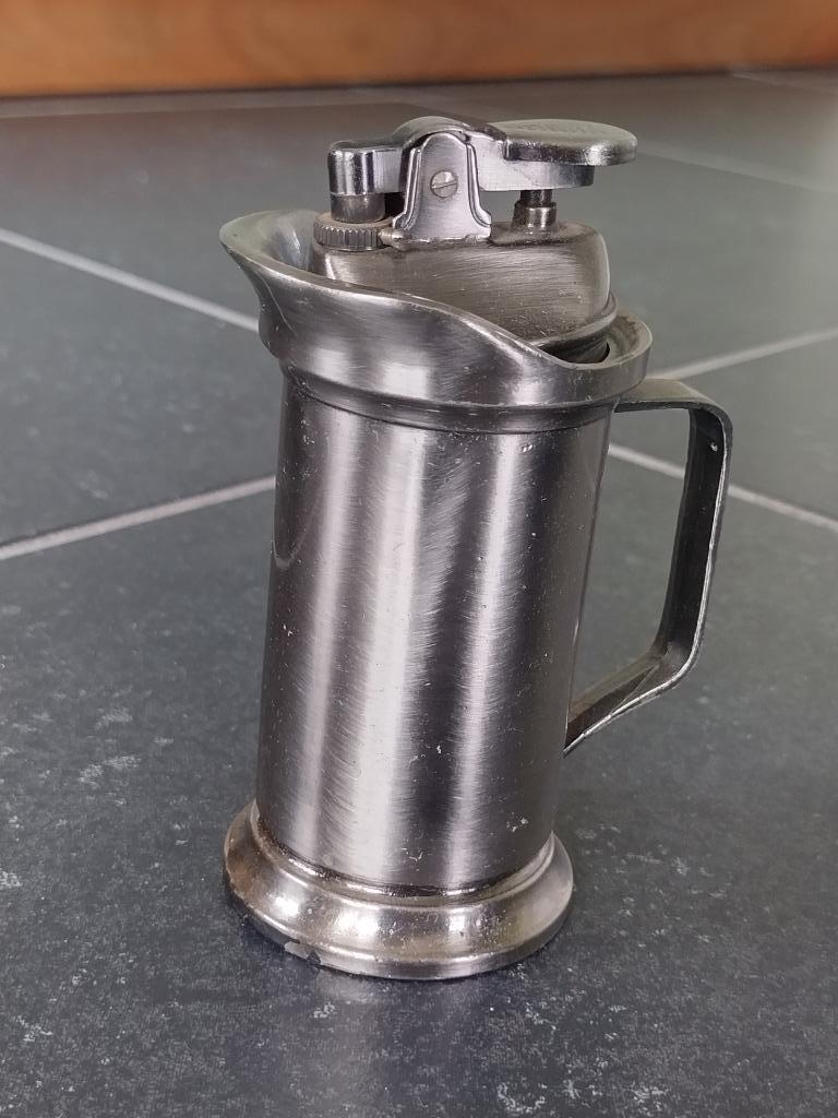 Briquet de table ancien en étain., Collections, Enlèvement, Utilisé, Briquet