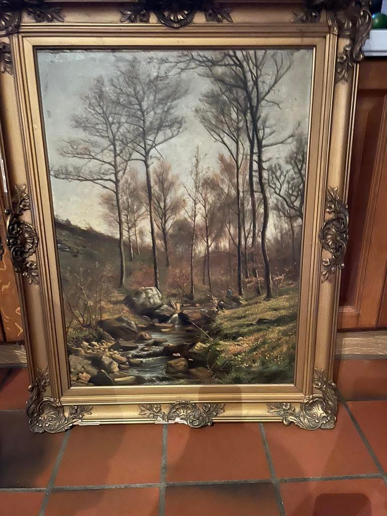 Toile signée Gérard Antoine crehay datee 1880 70/90, Antiquités & Art, Enlèvement ou Envoi