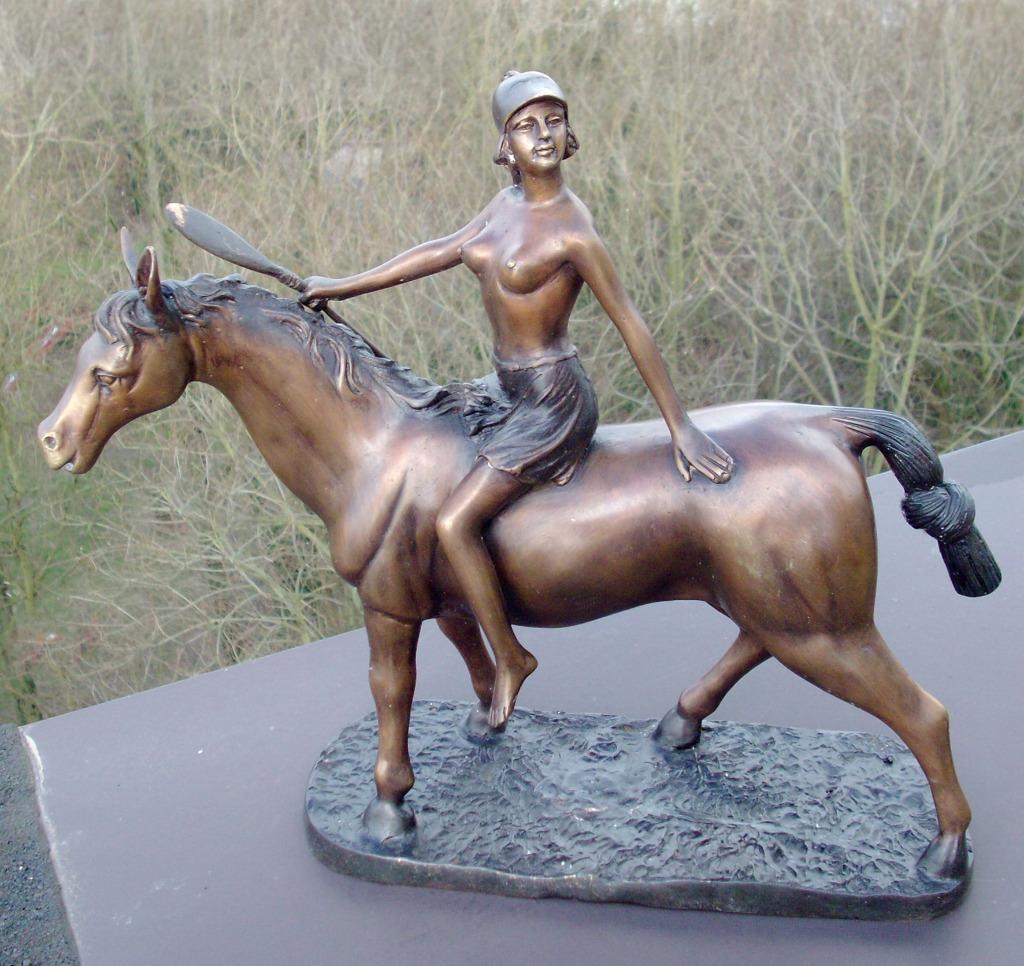 Godin Athena op paard 1920's - bronzen sculptuur - niet get., Antiquités & Art, Art | Sculptures & Bois, Envoi