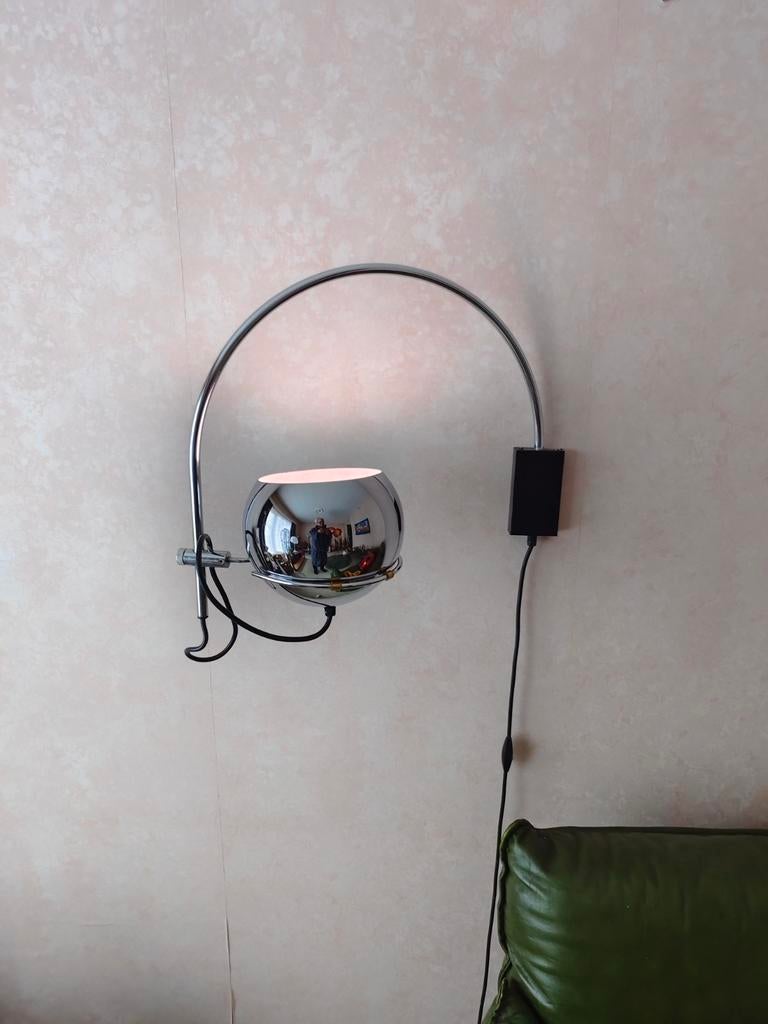 Prachtige Vintage Gepo Wandlamp Space Age  Chroom Jaren 70, Verzamelen, Retro, Ophalen
